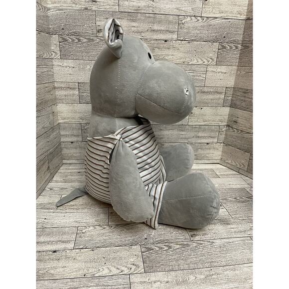 Applesauce Henry The Hippo Plush Stuffed Animal Gray Striped Baby Toy - Picture 4 of 5